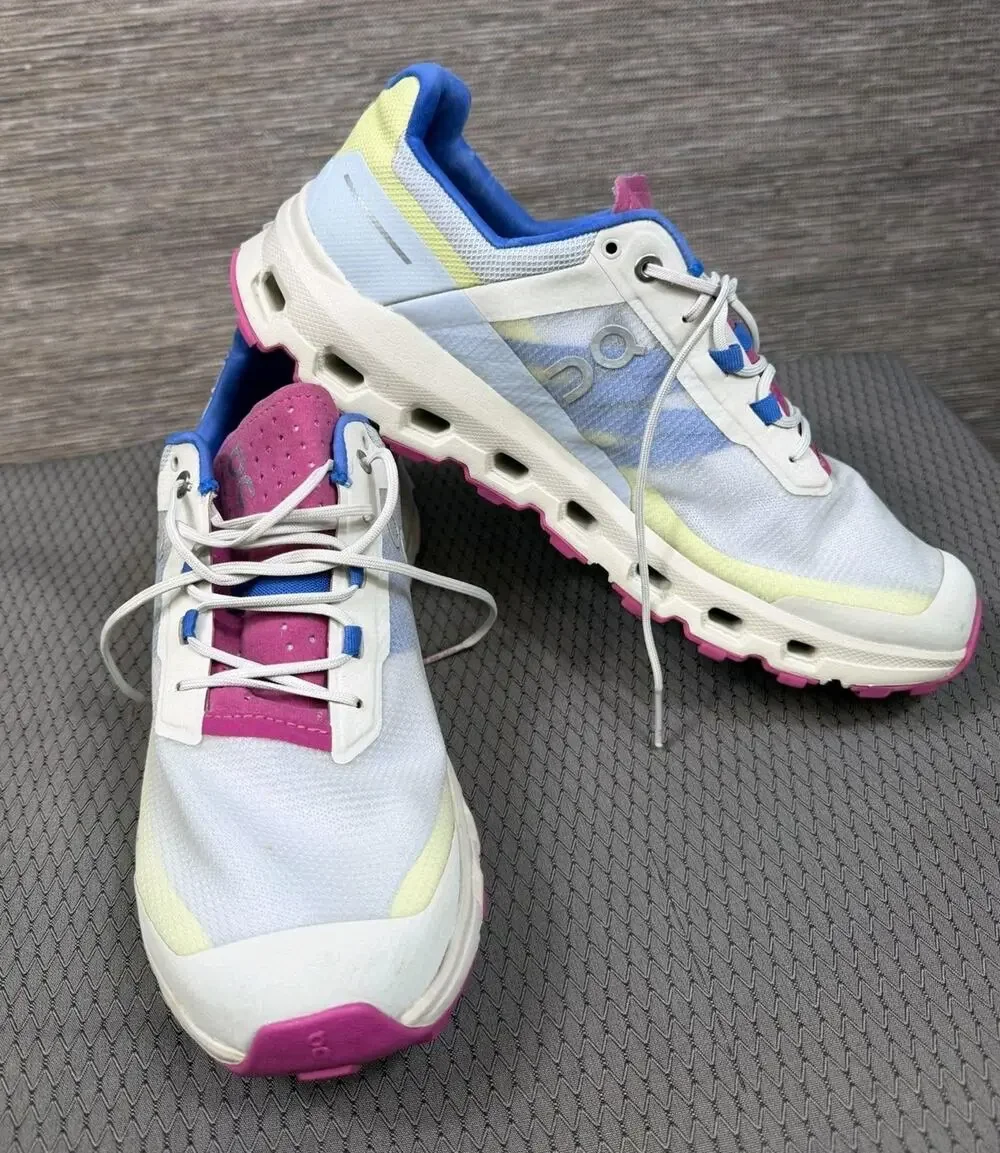 On Shoes Womens Size 11 White Pink Yellow Mesh Running CloudTec Road Sneakers